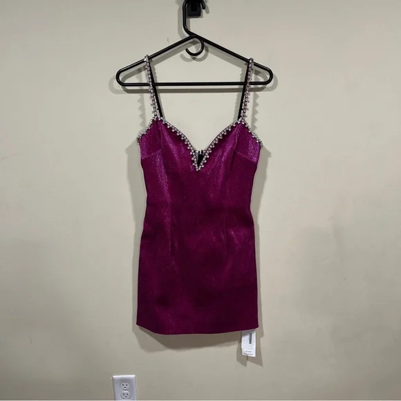 AREA Crystal Trim Sweetheart Dress In Pink size small women’s